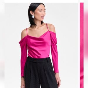 INC International Concepts Fuchsia Cold-Shoulder Blouse